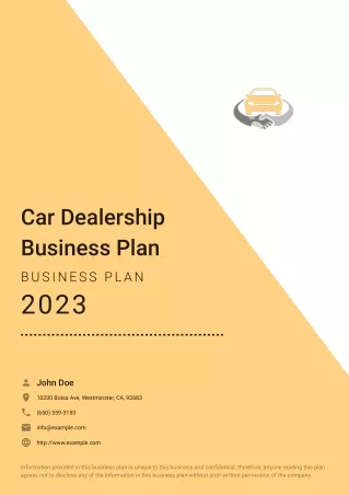 Car Dealership Business Plan Example Template