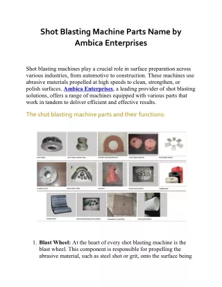 Shot Blasting Machine Parts Name by Ambica Enterprises