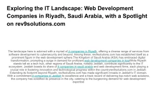 Exploring the IT Landscape_ Web Development Companies in Riyadh, Saudi Arabia, with a Spotlight on rev9solutions.com