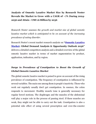 Osmotic Laxative Market