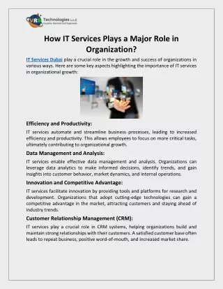 How IT Services Plays a Major Role in Organization?