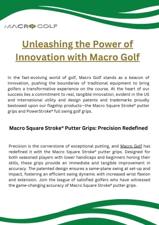 Unleashing the Power of Innovation with Macro Golf