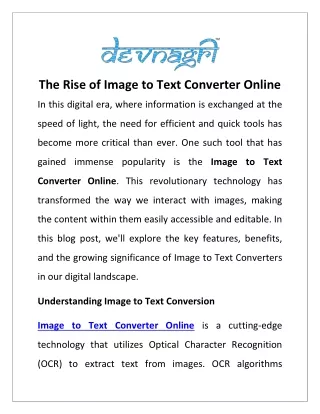 The Rise of Image to Text Converter Online