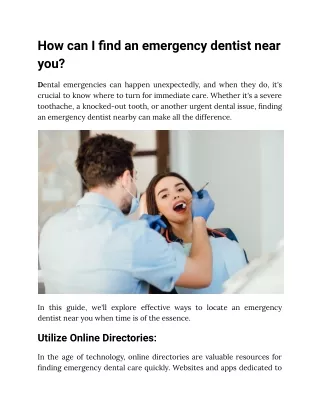 How can I find an emergency dentist near you