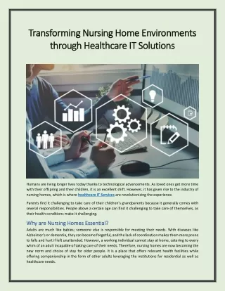 Transforming Nursing Home Environments through Healthcare IT Solutions