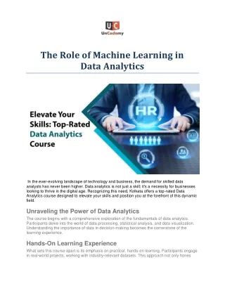 The Role of Machine Learning in Data Analytics