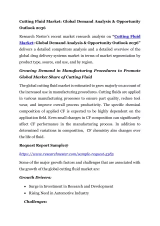 Cutting Fluid Market: Global Demand Analysis & Opportunity Outlook 2036