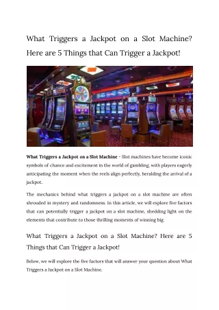 What Triggers a Jackpot on a Slot Machine_ Here are 5 Things that Can Trigger a Jackpot!