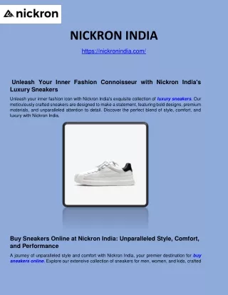 Your One-Stop Shop for Stylish and Comfortable Sneakers Online | Nickron India