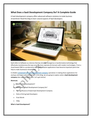What Does a SaaS Development Company Do A Complete Guide