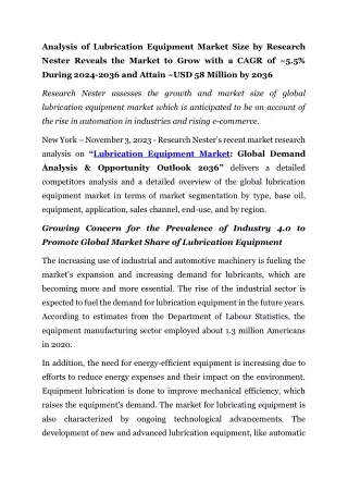 Lubrication Equipment Market