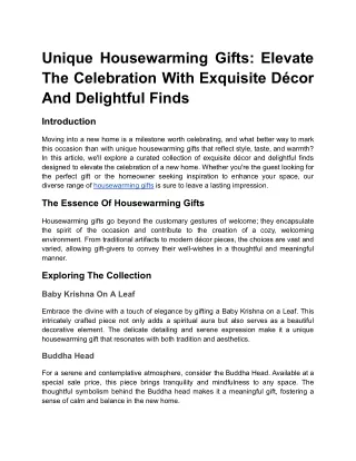 Unique Housewarming Gifts_ Elevate The Celebration With Exquisite Décor And Delightful Finds