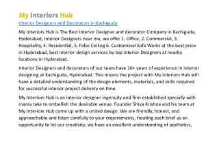 Interior Designers and Decorators in Kachiguda