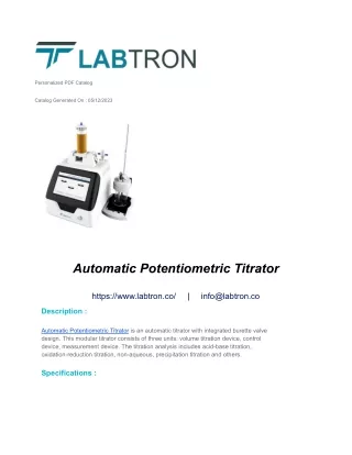 Automatic Potentiometric Titrator