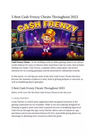 5 Best Cash Frenzy Cheats Throughout 2023