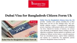 Dubai Visa for Bangladesh Citizen Form Uk