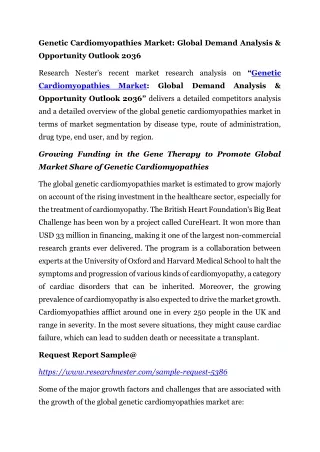 Genetic Cardiomyopathies Market: Global Demand Analysis & Opportunity Outlook 20