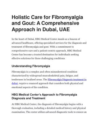 Holistic Care for Fibromyalgia and Gout, A Comprehensive Approach in Dubai, UAE