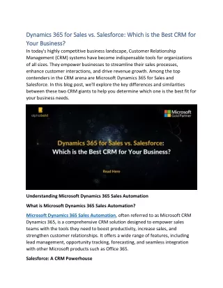 Dynamics 365 for Sales vs. Salesforce Which is the Best CRM for Your Business