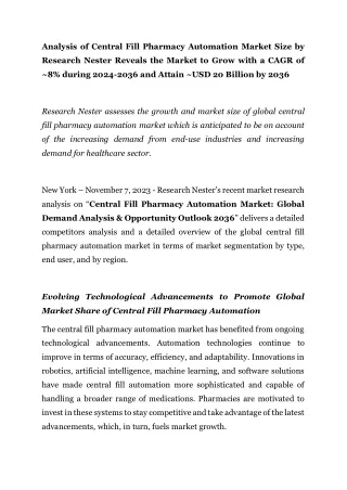 Central Fill Pharmacy Automation Market