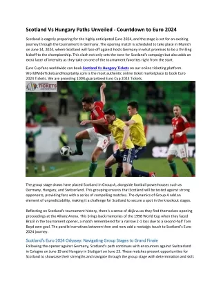 5S-Scotland Vs Hungary Paths Unveiled - Countdown to Euro 2024