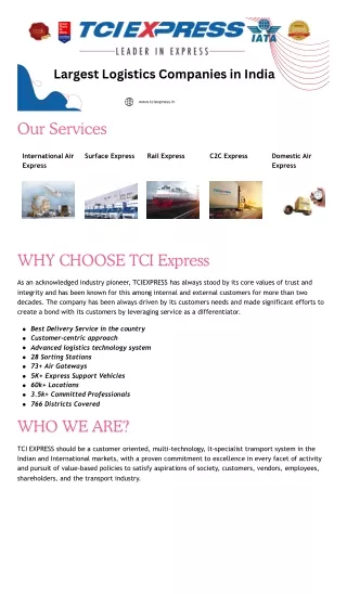 largest logistics companies in India - TCI Express