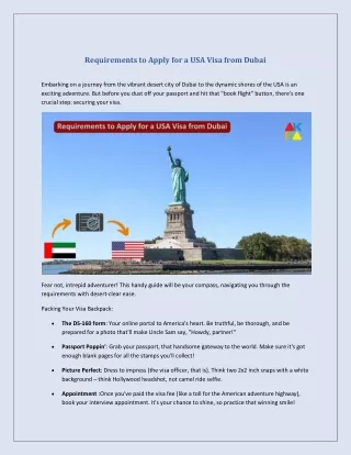 Requirements to Apply for a USA Visa from Dubai