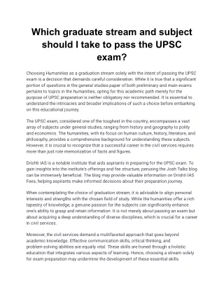 Which graduate stream and subject should I take to pass the UPSC exam?