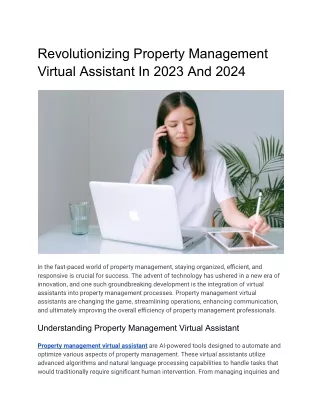 Revolutionizing Property Management Virtual Assistant In 2023 And 2024