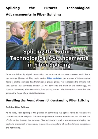 Splicing the Future_ Technological Advancements in Fiber Splicing