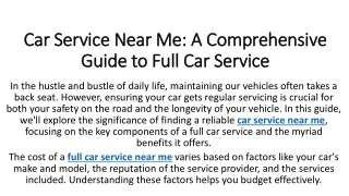 Car Service Near Me A Comprehensive Guide to Full Car Service