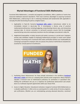 Myriad Advantages of Functional Skills Mathematics