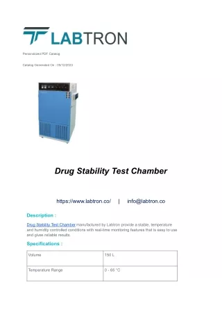 Drug Stability Test Chamber