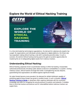 Explore the World of Ethical Hacking Training