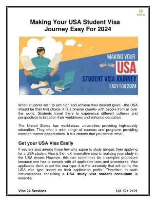 Making Your USA Student Visa Journey Easy For 2024