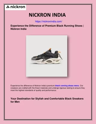 Experience the Difference: Nickron India's Black Sneakers for Men