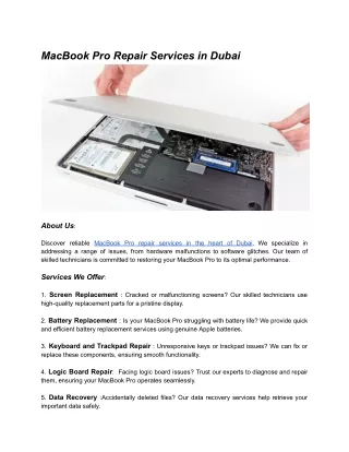 MacBook Pro Repair Services in Dubai