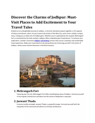 Discover the Charms of Jodhpur. pdf