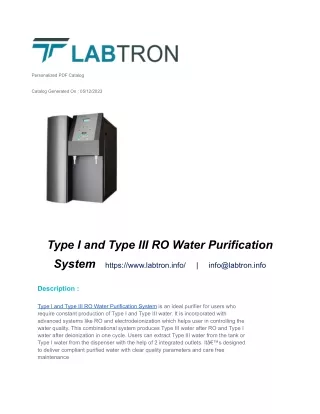 Type I and Type III RO Water Purification System