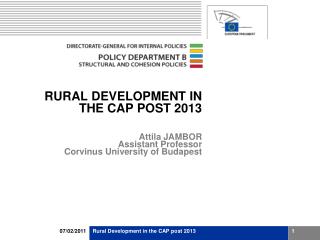 RURAL DEVELOPMENT IN THE CAP POST 2013