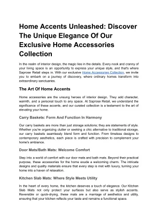 Home Accents Unleashed_ Discover the Unique Elegance of Our Exclusive Home Accessories Collection