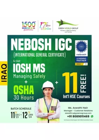 A Global Perspective View About Nebosh Course in Iraq with Green World Group