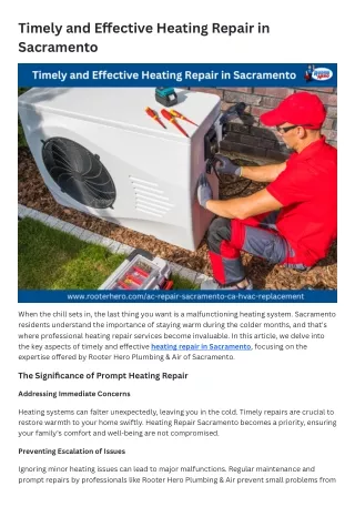 Timely and Effective Heating Repair in Sacramento