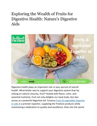 Exploring the Wealth of Fruits for Digestive Health: Nature's Digestive Aids