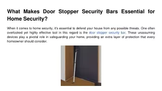 What Makes Door Stopper Security Bars Essential for Home Security_