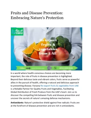 Fruits and Disease Prevention: Embracing Nature's Protection