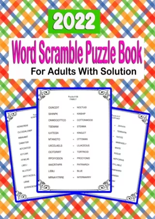 [√READ❤ ✔Download⭐] 2022 Word Scrambles Puzzle Book For Adults With Solution: Large Print Word