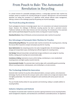 From Pouch to Bale: The Automated Revolution in Recycling