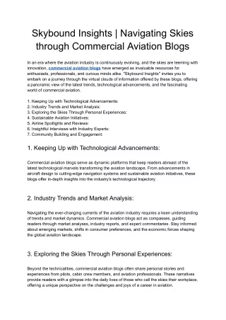 Skybound Insights _ Navigating Skies through Commercial Aviation Blogs