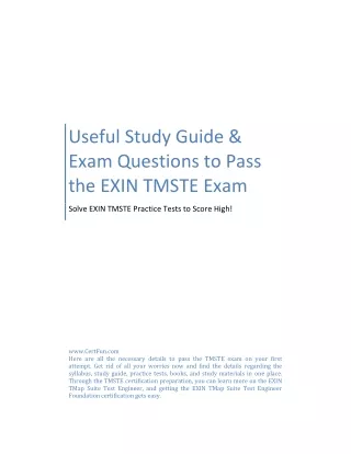 Useful Study Guide & Exam Questions to Pass the EXIN TMSTE Exam